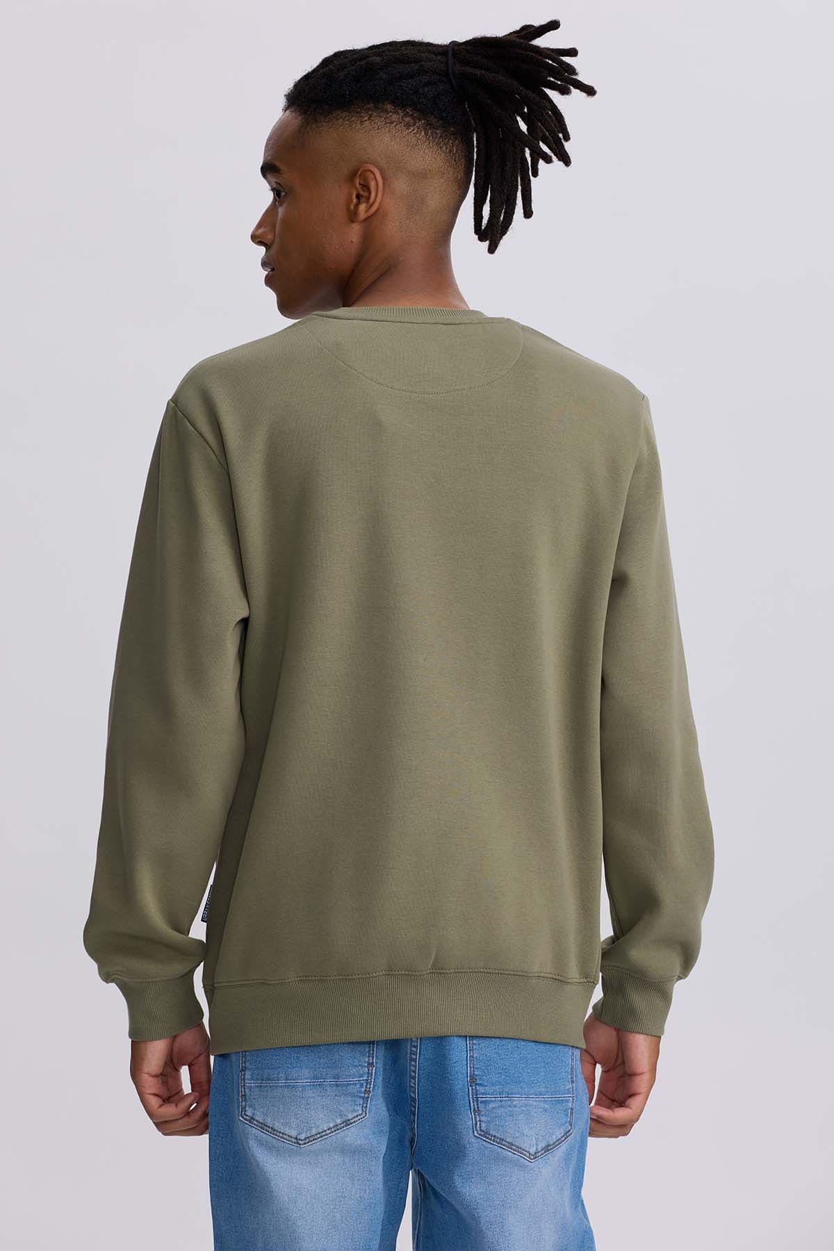 Polerón Hombre Liso Verde Militar Verde / XXL
