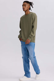 Polerón Hombre Liso Verde Militar Verde / XXL