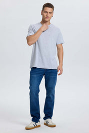 Polera Hombre Long Fit Básica Gris Melange Gris / XXL
