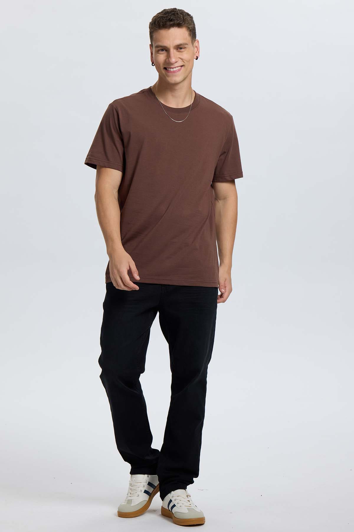 Polera Hombre Long Fit Básica Chocolate Café / XXL