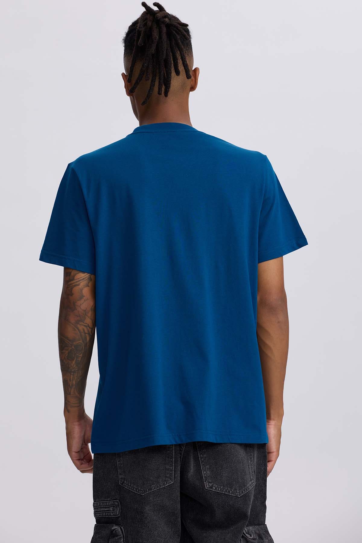 Polera Hombre Long Fit Básica Azul Petroleo Azul / XXL