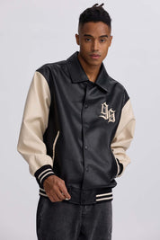 Chaqueta Hombre Efecto Cuero Negro Negro / XXL