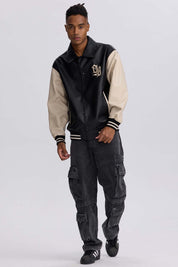 Chaqueta Hombre Efecto Cuero Negro Negro / XXL