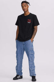 Polera Hombre Doble Print Negro Negro / XXL