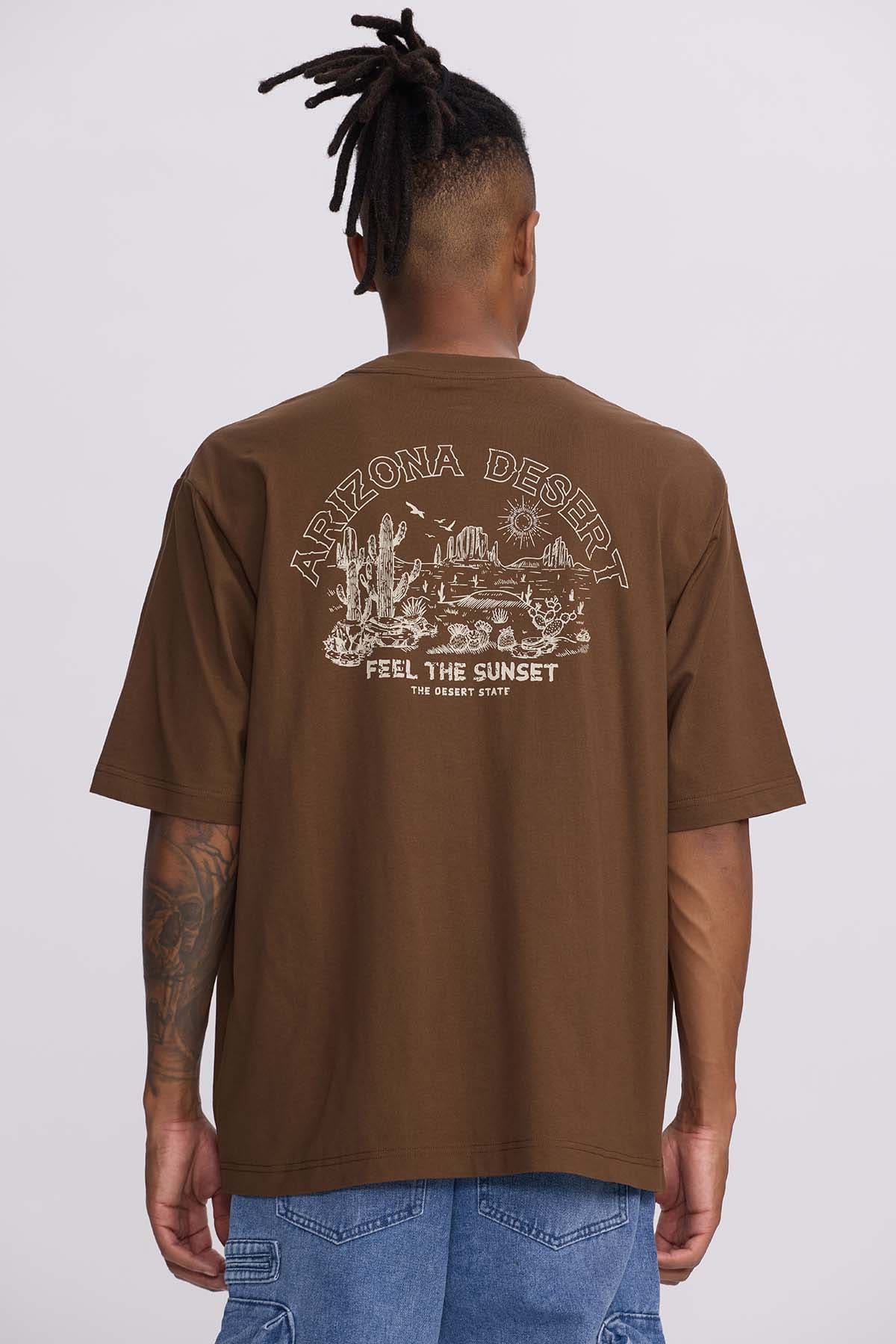 Polera Hombre Doble Print Wester Chocolate
