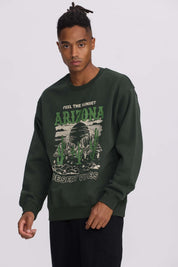 Polerón Hombre Central Print Verde Militar Verde / XXL