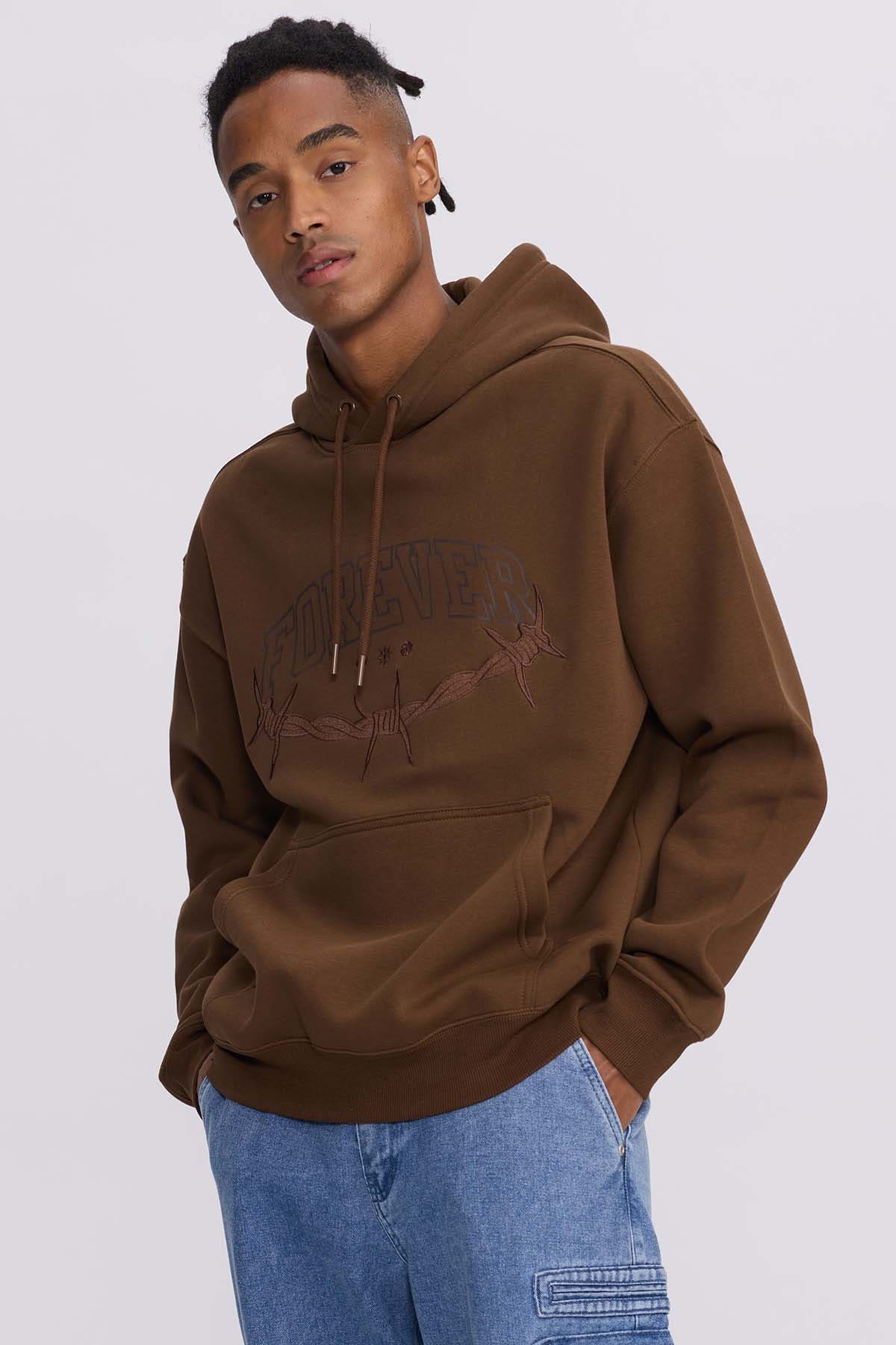 Polerón Hombre Hoodie Print Posicional Chocolate Café / XXL