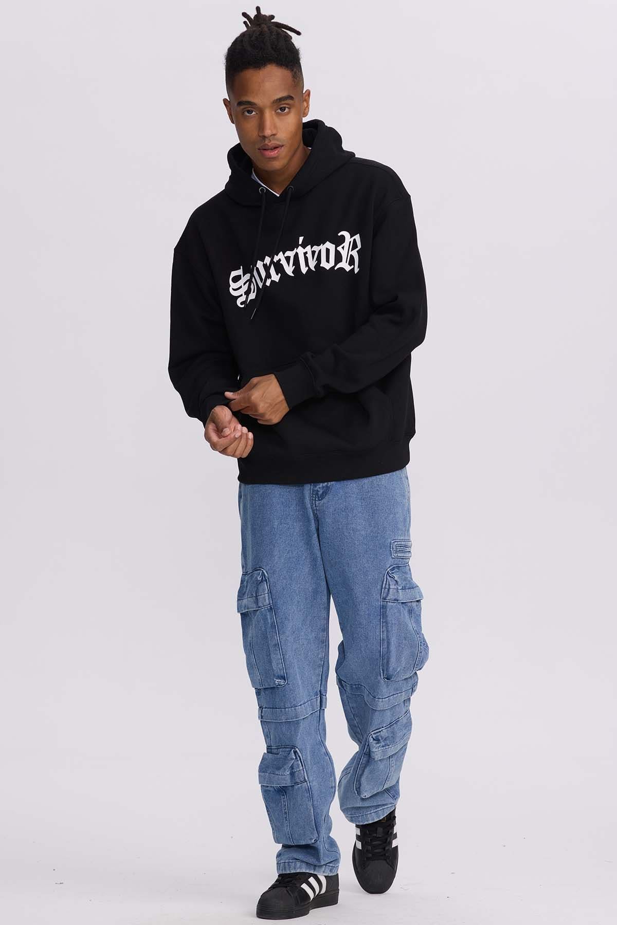 Polerón Hombre Hoodie Print Posicional Negro Negro / XXL