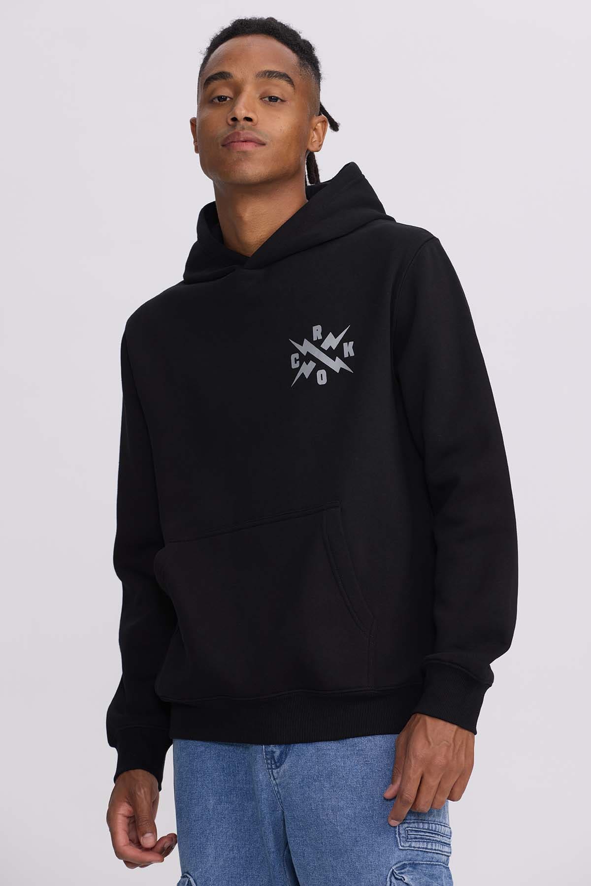 Polerón Hombre Hoodie Doble Print Negro Negro / XXL