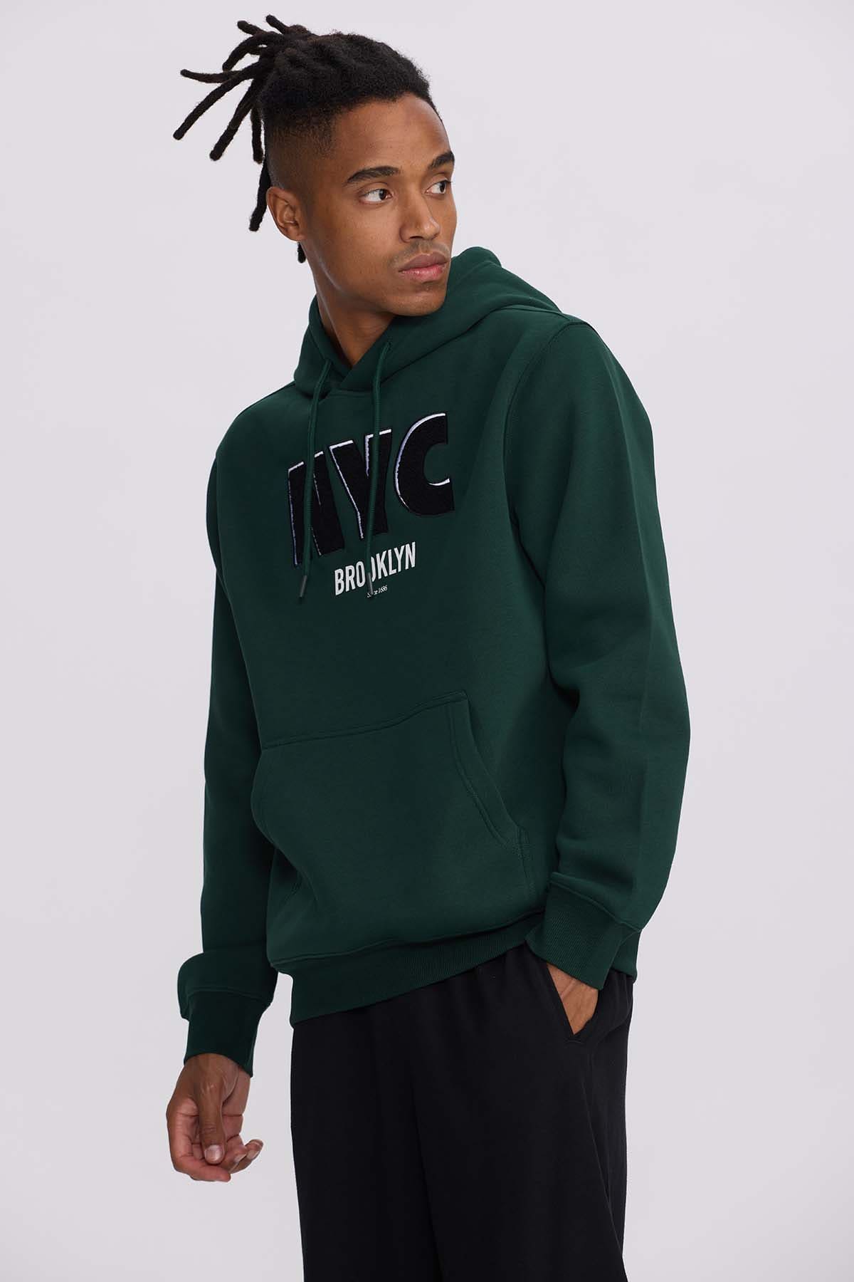 Polerón Hombre Hoodie Print Verde Oscuro Verde / XXL