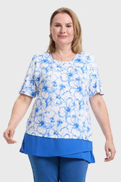Polera Mujer Con Faldón Azul
