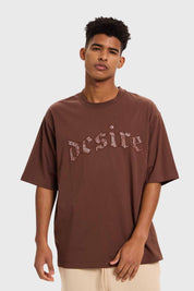 Polera Hombre Bordado Chocolate