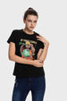 Polera Mujer Básica Print Negro / Verde