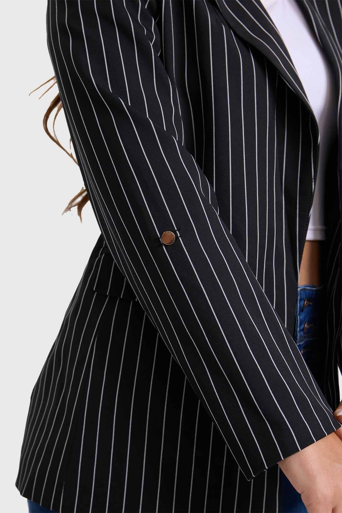 Blazer Mujer Raya Diplomática Negro