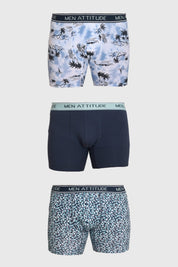 Boxer Hombre Tripack Estampado Azul