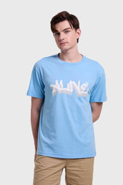 Polera Hombre Graffiti Celeste