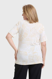 Polera Mujer Aplicación Print Beige