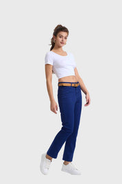 Pantalón Mujer Semi Recto Gabardina Push Up Azul