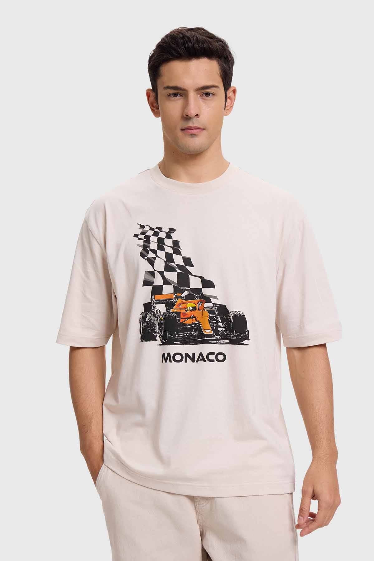 Polera Hombre Estampado Beige