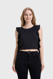 Polera Mujer Vuelos Negro