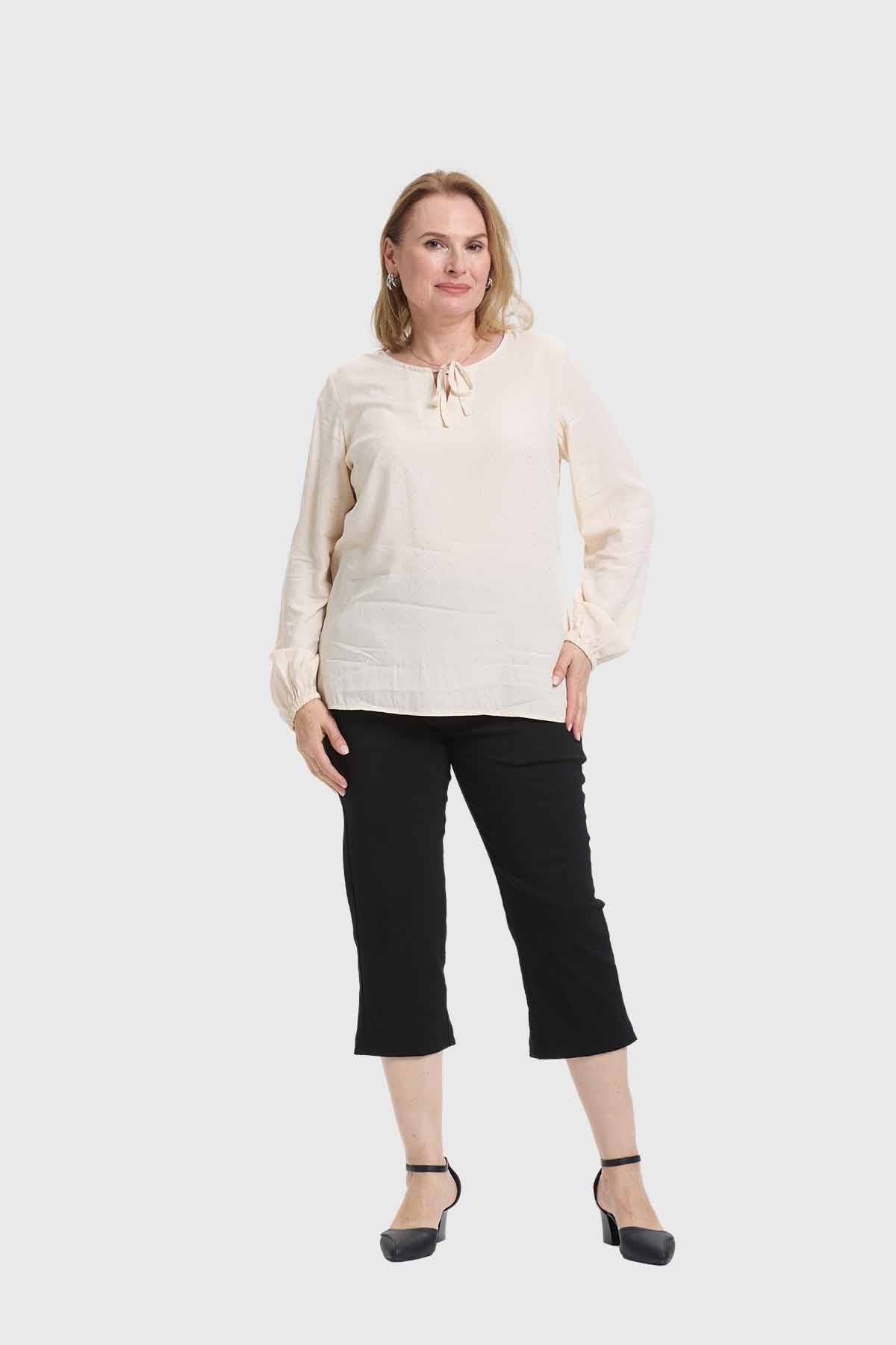 Blusa Mujer Abotonada Arena