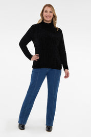 Sweater Mujer Trenzado Casual Negro
