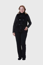 Polar Mujer Peludo Estilo Montgomery Negro