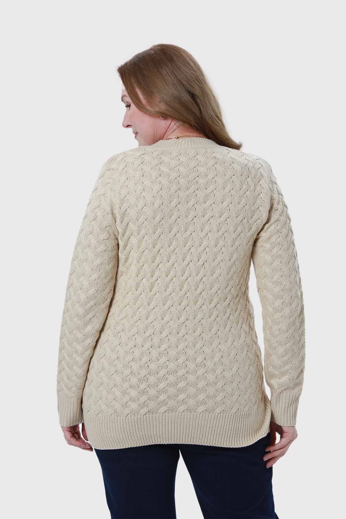 Sweater Mujer Calado Beige