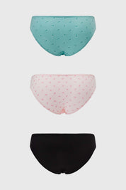 Calzón Mujer Tripack Bikini Algodón Aqua