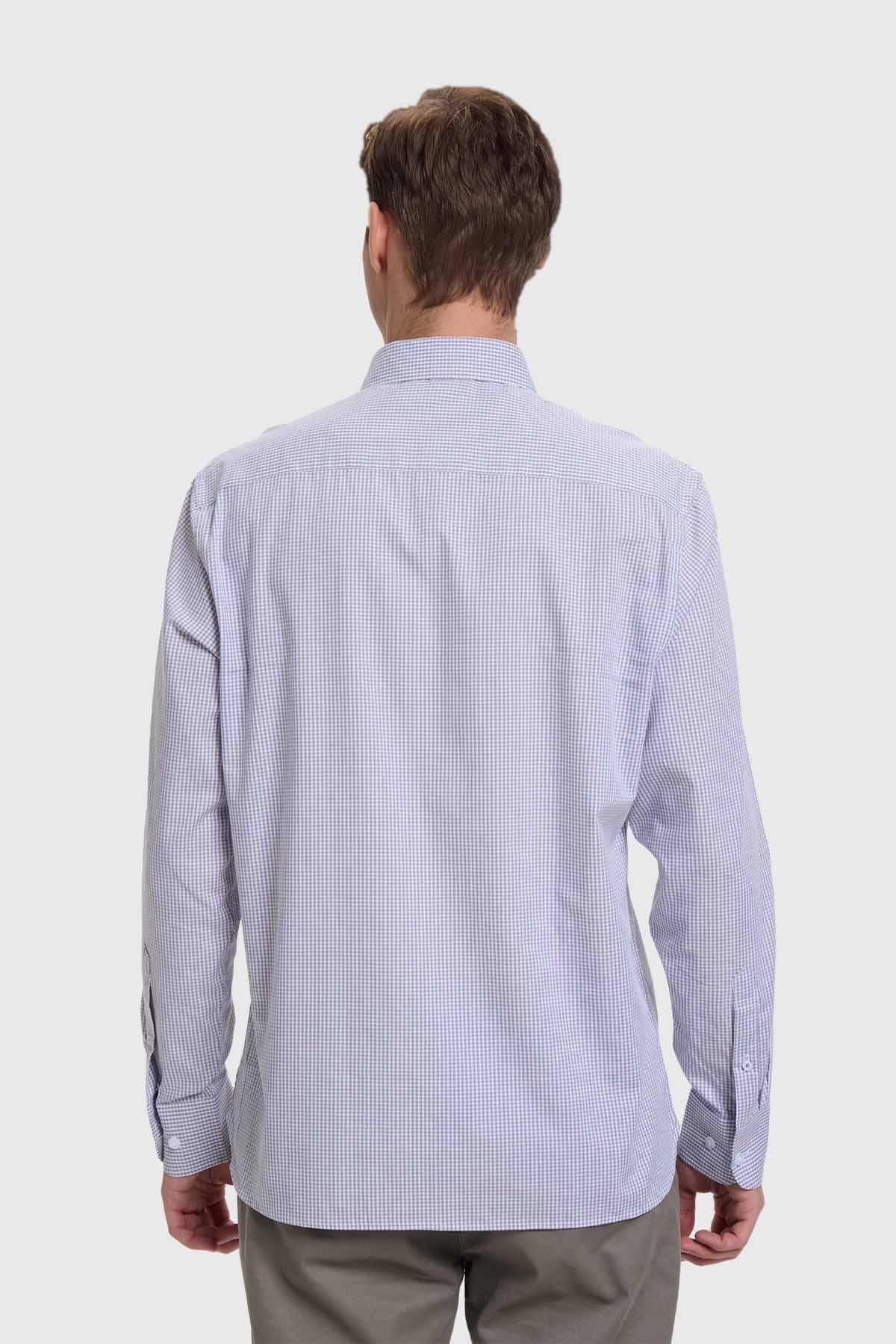 Camisa Hombre Cuadros Gris