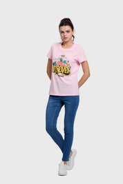 Polera mujer rosada con estampado de Rugrats, diseño divertido y juvenil.