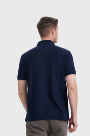 Polera Hombre Piqué Básica Azul