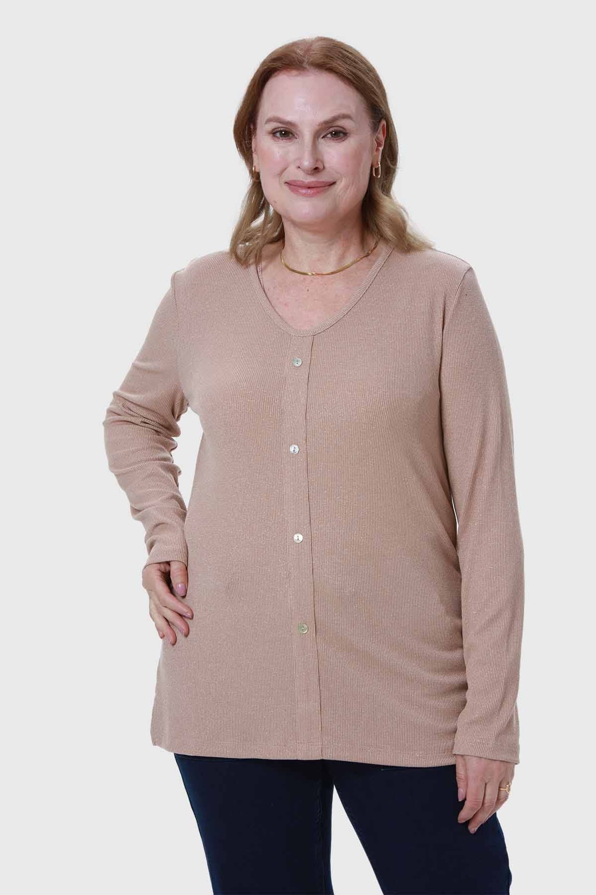Polera Mujer Rib Beige
