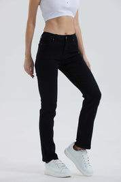 JEANS MUJER RECTO TIRO ALTO NEGRO