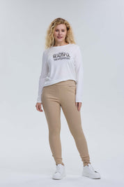 Pantalón Mujer Con Bolsillo Taupe