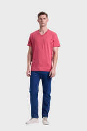 Polera Hombre Cuello V Básica Coral