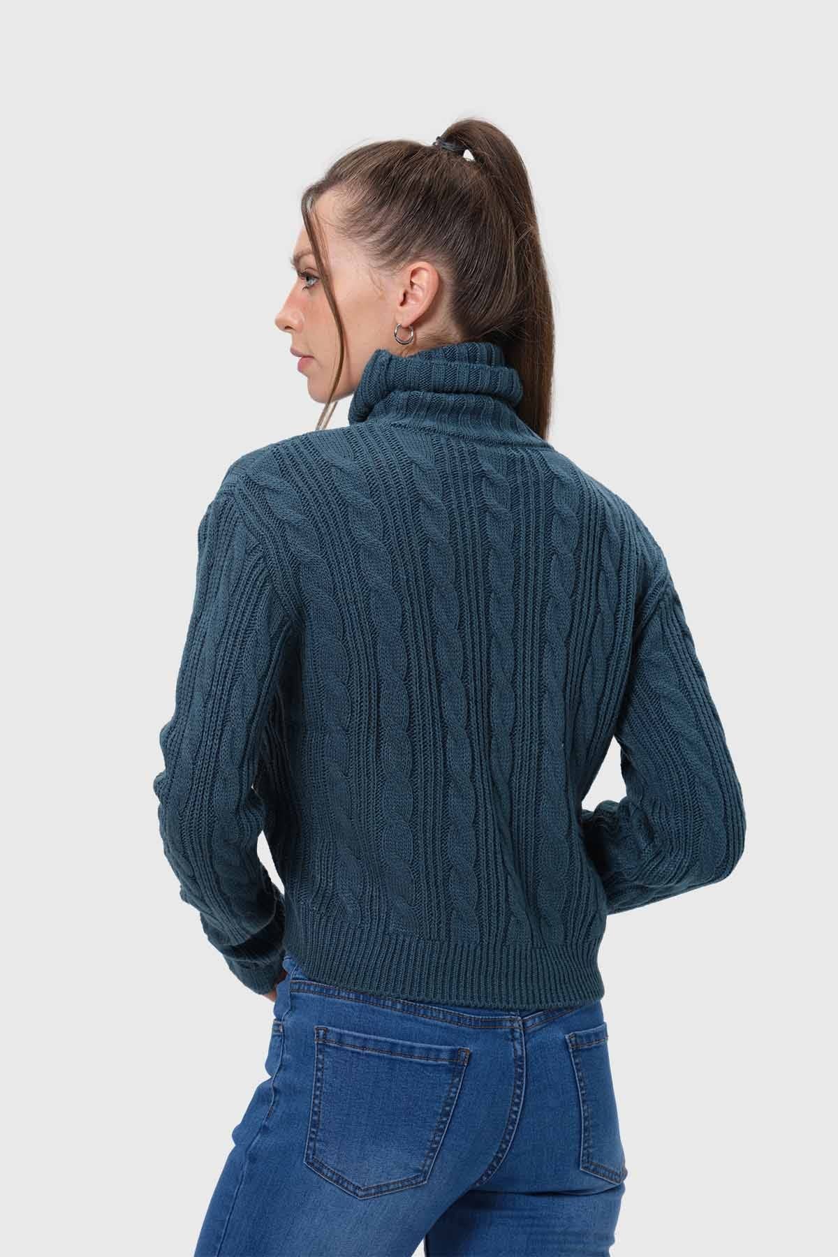 Sweater Mujer Trenzado Verde