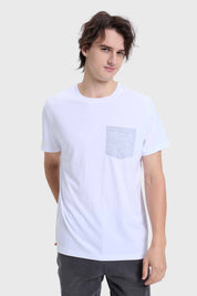 Polera Hombre Con Bolsillo Blanco