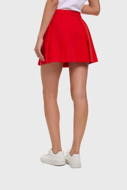 Short falda rojo mujer con botones frontales plateados y diseño liso casual ideal para el día a día