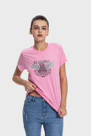 Polera Mujer Básica Print Rosado