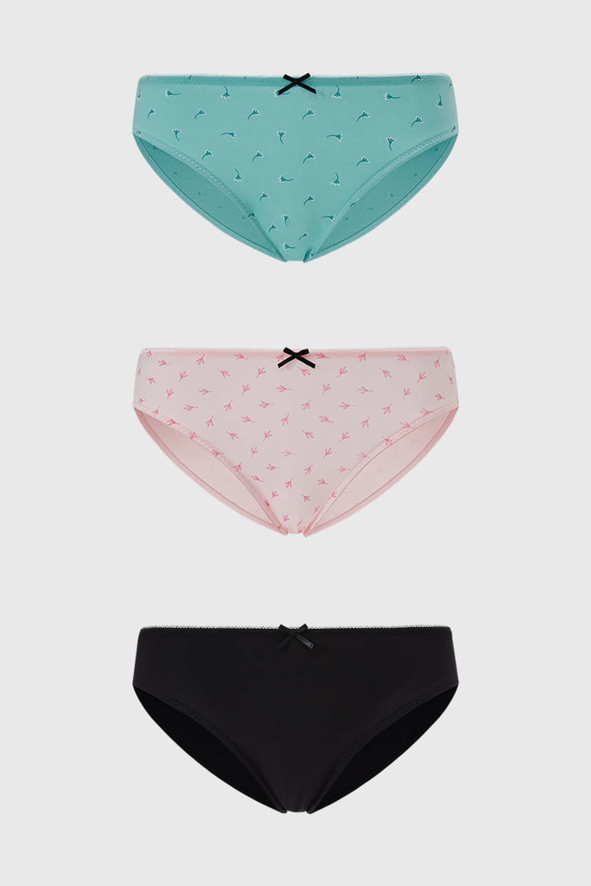 Calzón Mujer Tripack Bikini Algodón Aqua