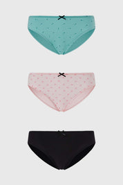 Calzón Mujer Tripack Bikini Algodón Aqua