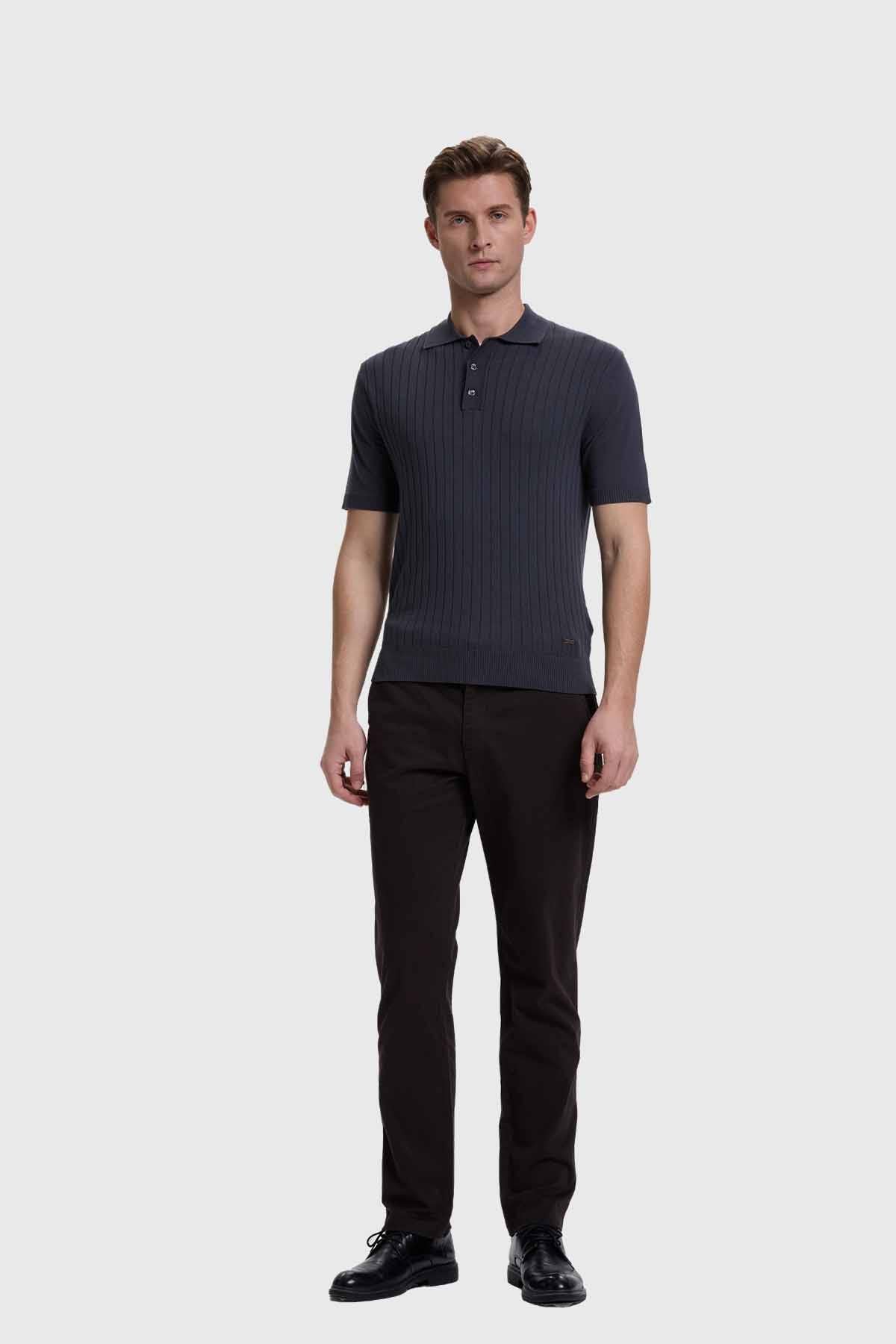 Polera Hombre Textura Linea Marengo