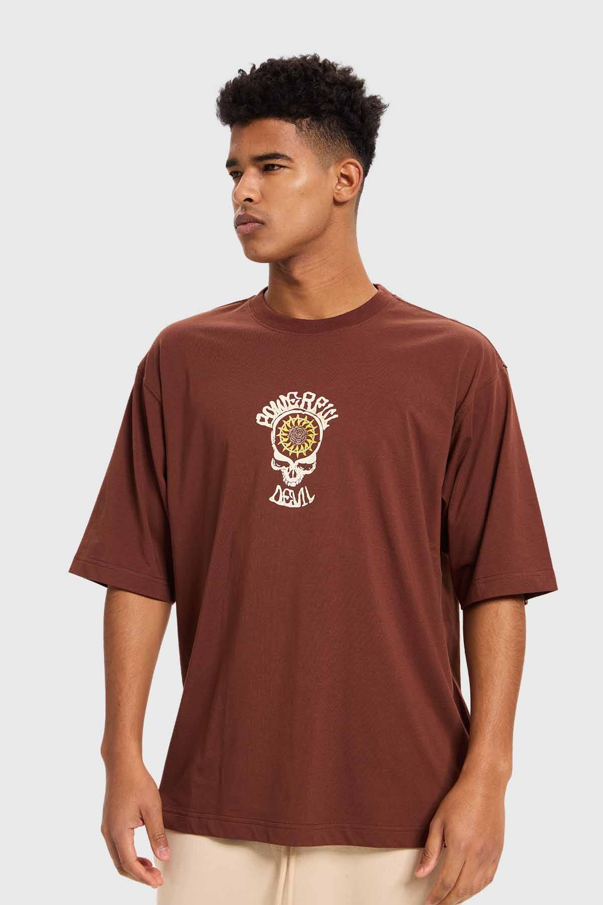 Polera Hombre Doble Print Chocolate