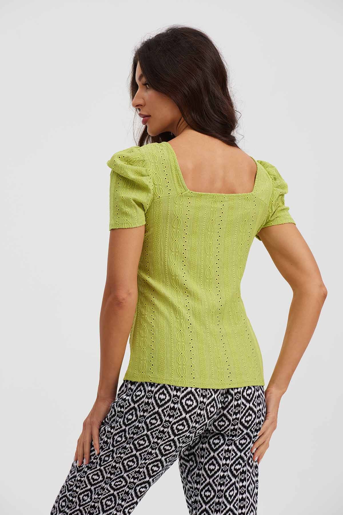 Polera Mujer Escote Corazón Verde