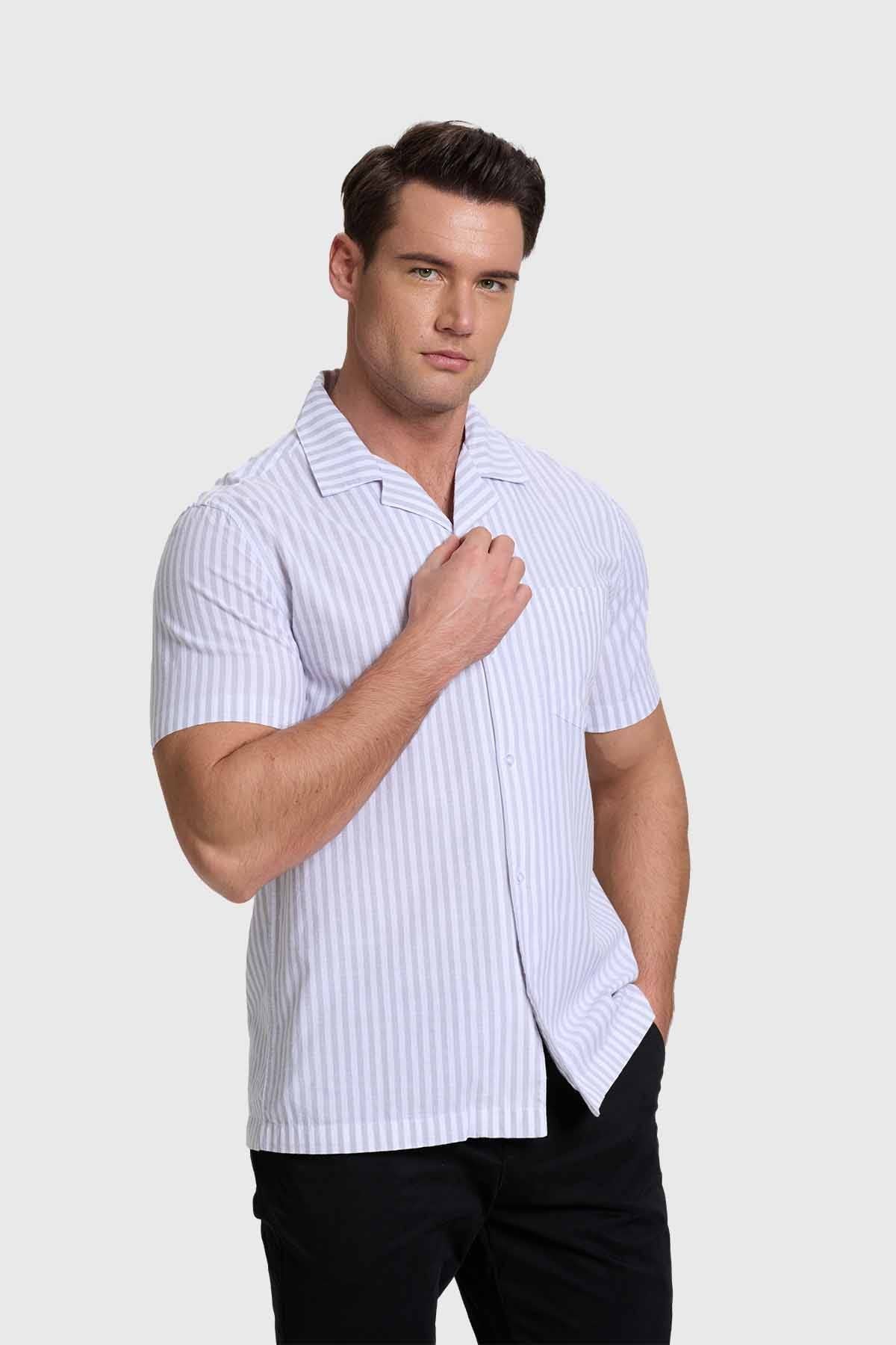 Camisa Hombre Rayas Gris