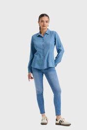 Blusa Mujer Entallada Azul