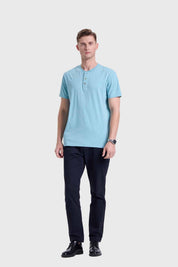 Polera Hombre Tres Botones Celeste