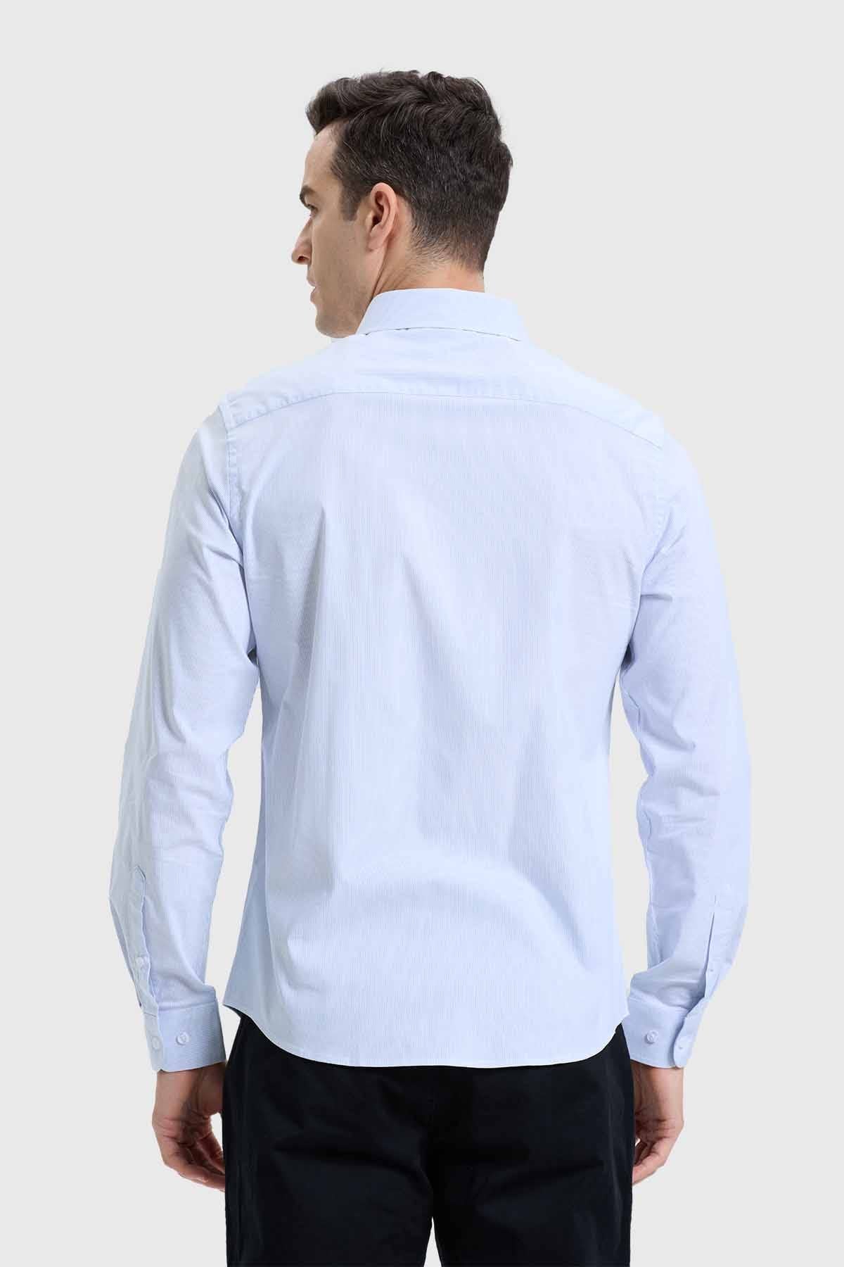 Camisa Hombre Slim Fit Rayas Azul