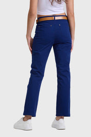 Pantalón Mujer Semi Recto Gabardina Push Up Azul